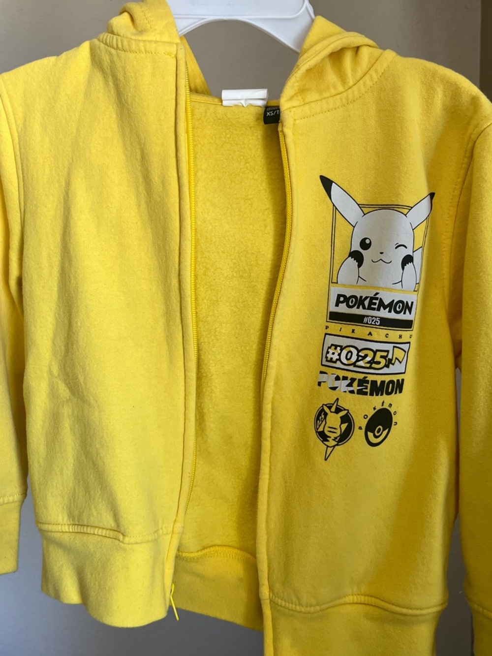 Pokemon Yellow Pikachu Hoodie Zip-Up for Kids